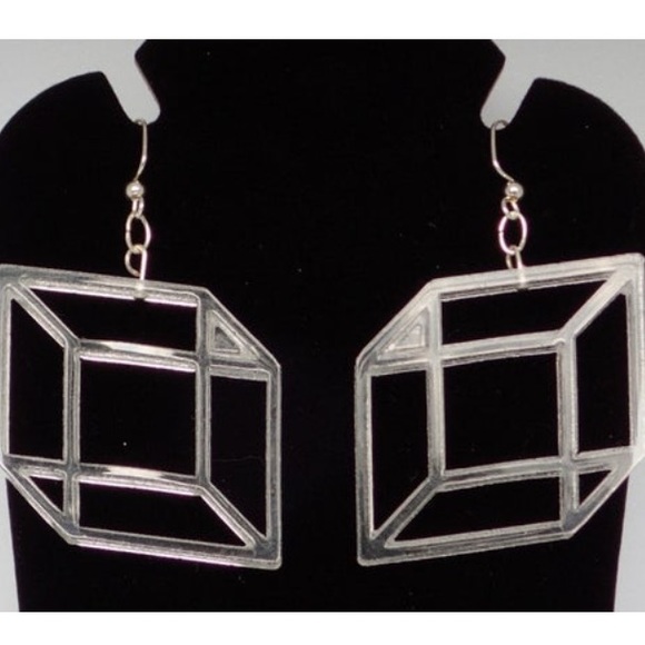 Transparent Prism Earrings - Trigonal Lucite - Picture 5 of 7